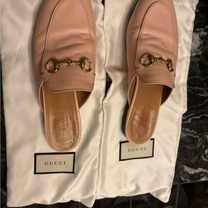 Gucci Princeton Horsebit Leather Mules Size 37.5